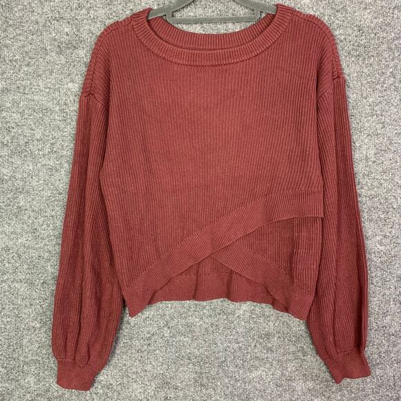 Lululemon Womens Reversible Crossover Boxy Cashmere Blend Rib Knit Sweater Sz 10 - Picture 1 of 8